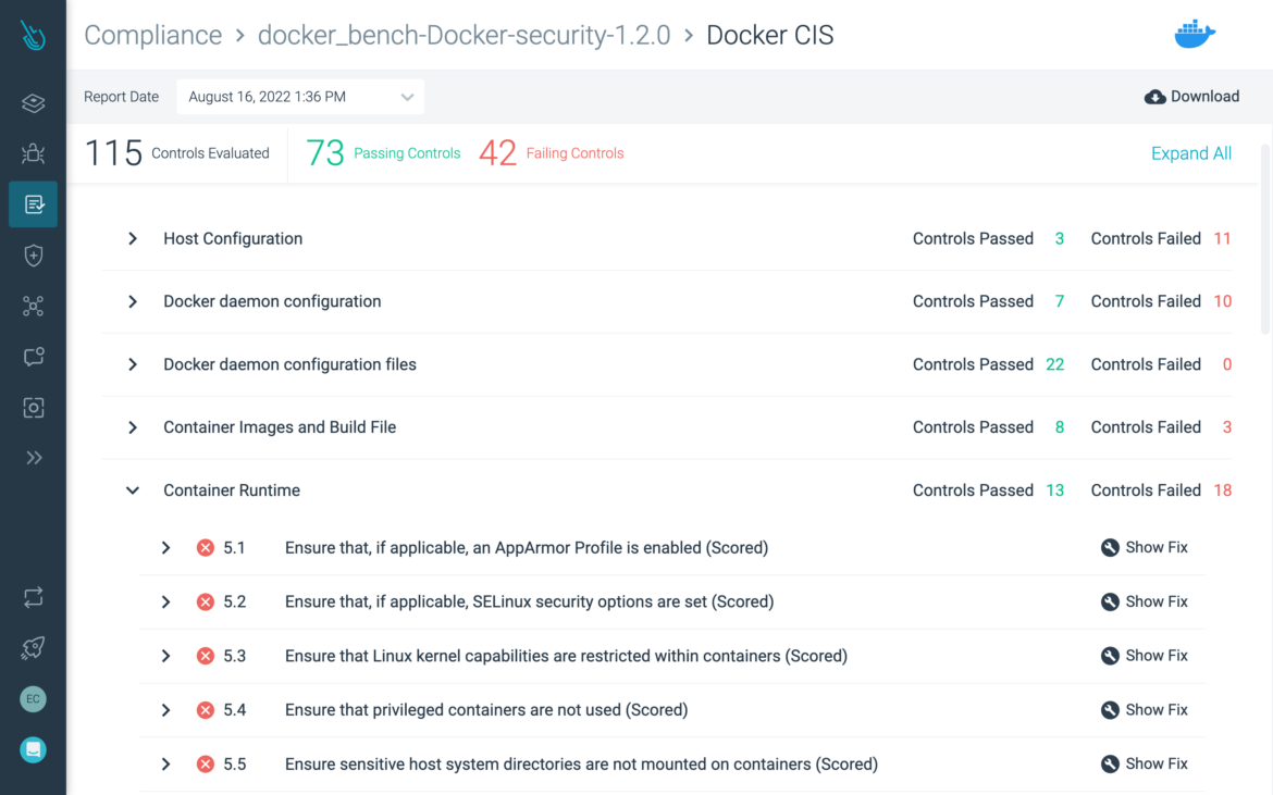 Docker page compliance