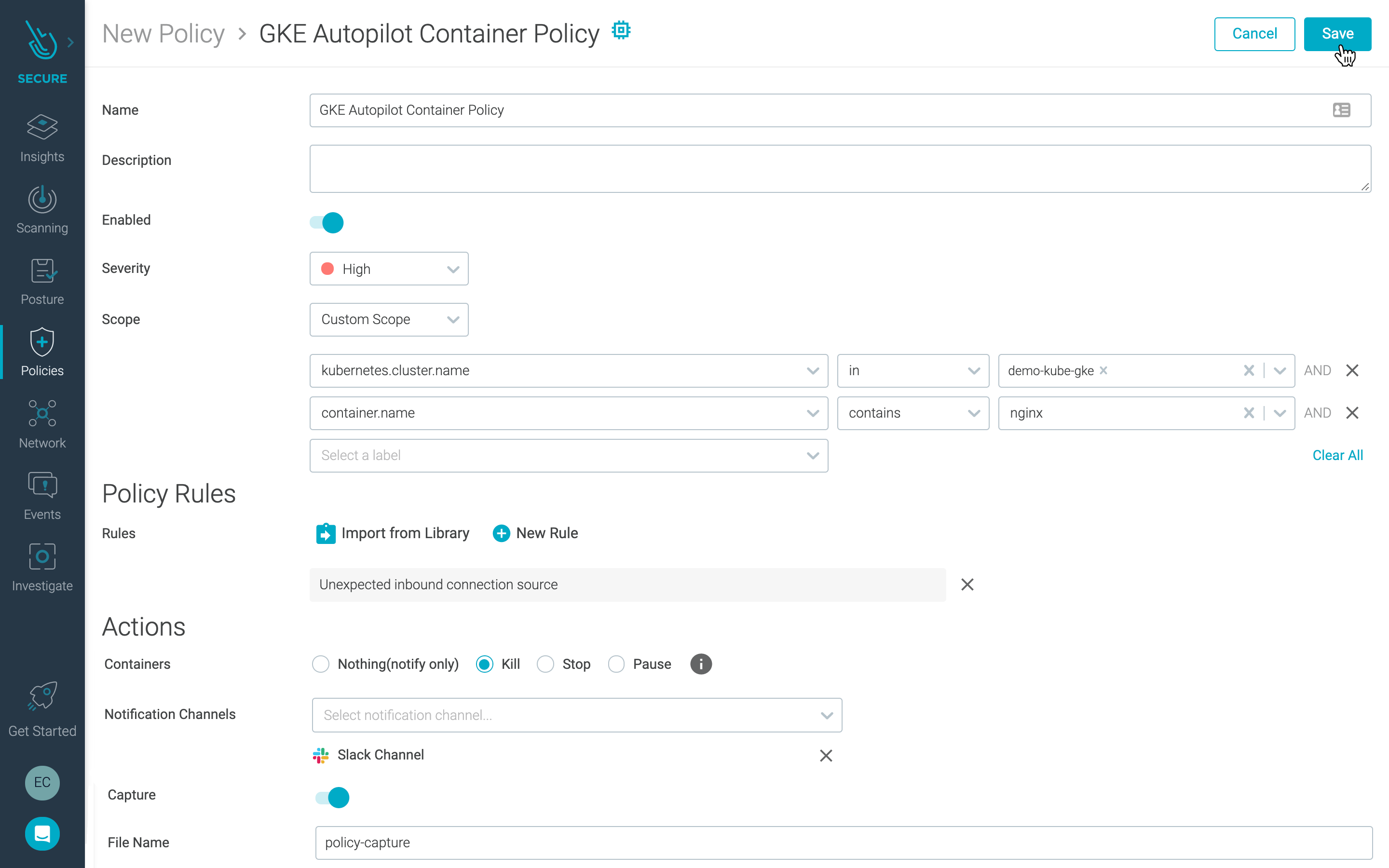 GKE Autopilot runtime policy