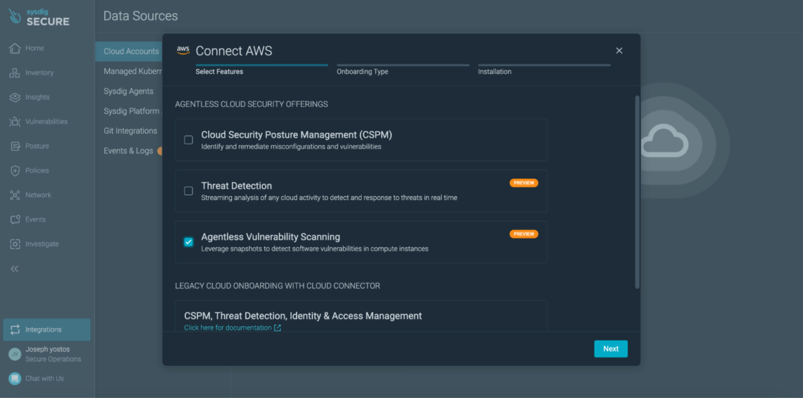 agentless scanning Sysdig