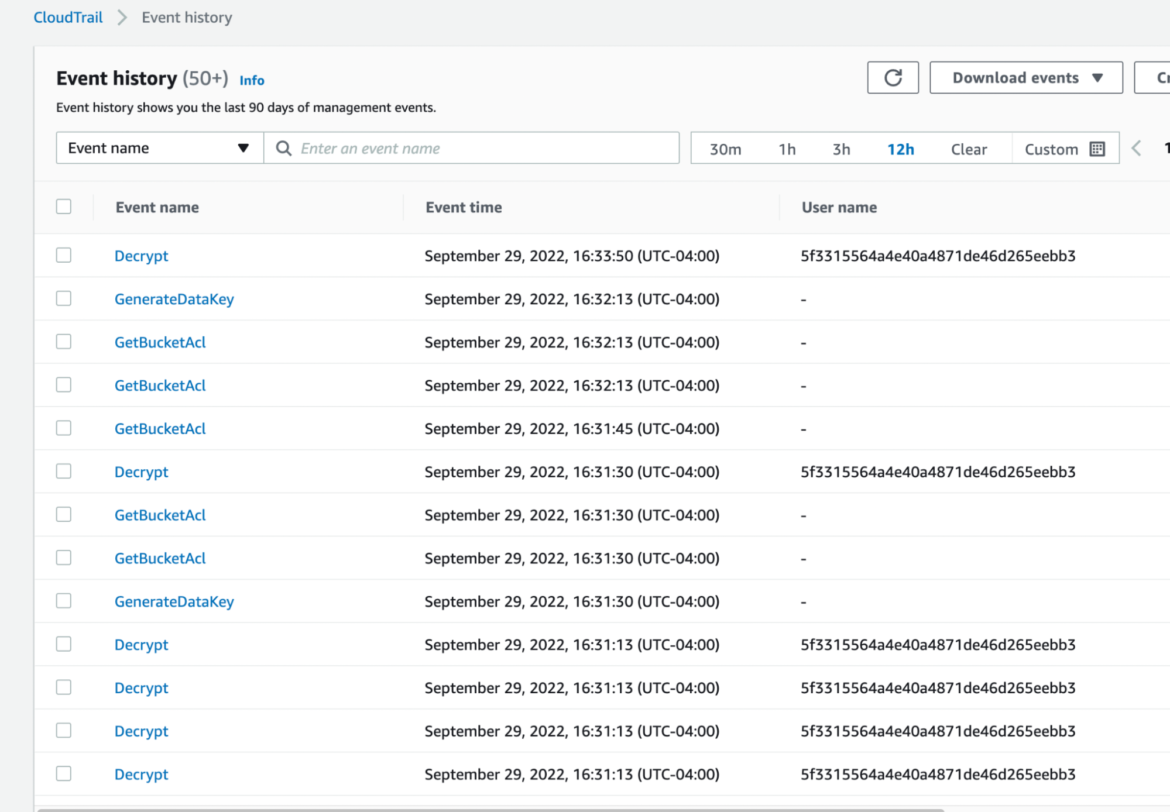 Event history AWS Cloudtrail