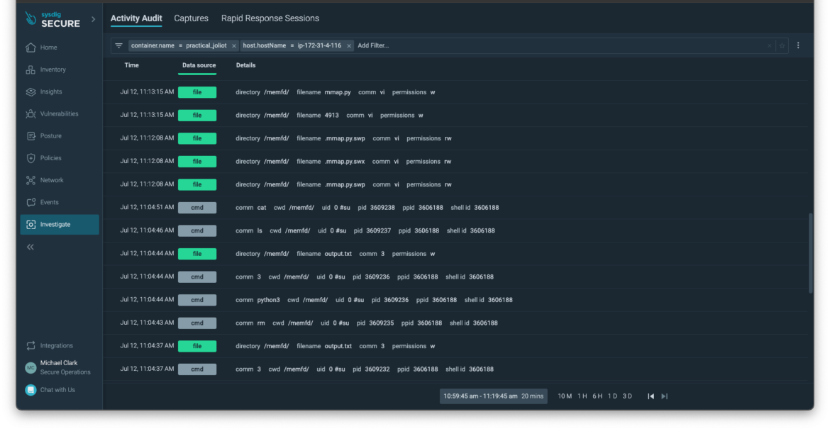 Fileless malware with Sysdig Secure