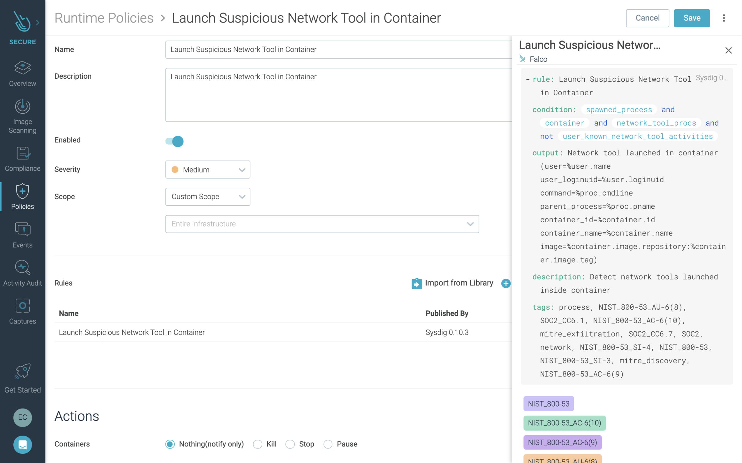 Runtime security policy creation for Azure AKS