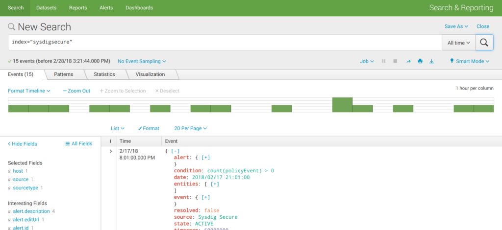 Sysdig splunk search