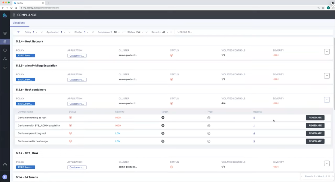 Remediate a violation in a cloud-native application with policy-as-code